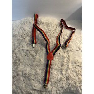 Vintage Style 80’s Rainbow Suspenders Mork from Ork 80s Clown Costume LGBTQ